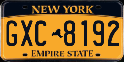 NY license plate GXC8192