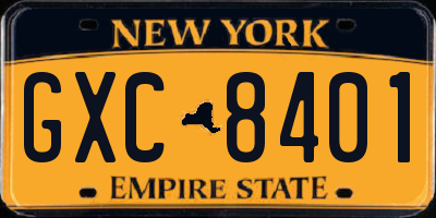 NY license plate GXC8401