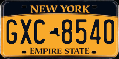 NY license plate GXC8540