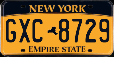 NY license plate GXC8729