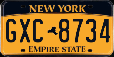 NY license plate GXC8734