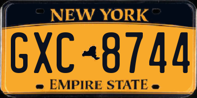 NY license plate GXC8744