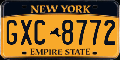 NY license plate GXC8772