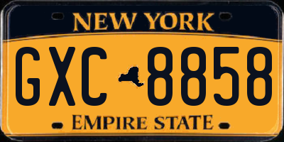 NY license plate GXC8858