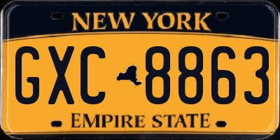 NY license plate GXC8863