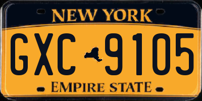 NY license plate GXC9105