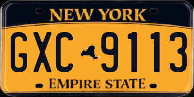 NY license plate GXC9113