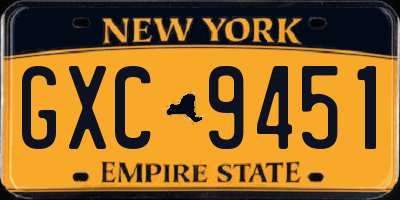 NY license plate GXC9451