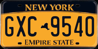 NY license plate GXC9540