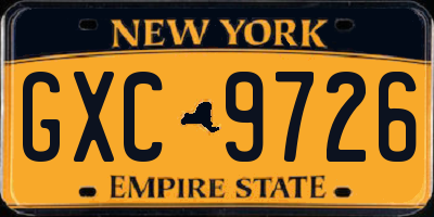 NY license plate GXC9726