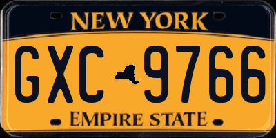 NY license plate GXC9766