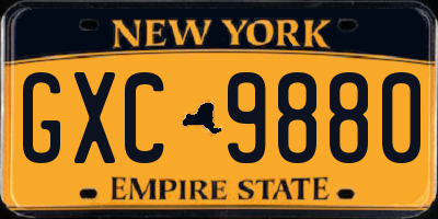 NY license plate GXC9880