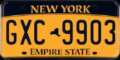 NY license plate GXC9903