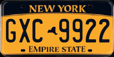 NY license plate GXC9922