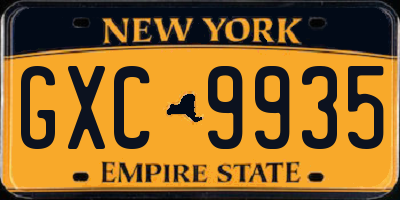 NY license plate GXC9935