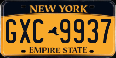 NY license plate GXC9937