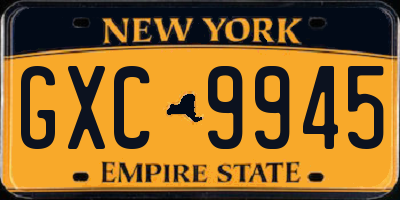 NY license plate GXC9945