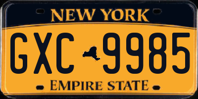 NY license plate GXC9985