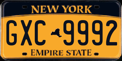 NY license plate GXC9992