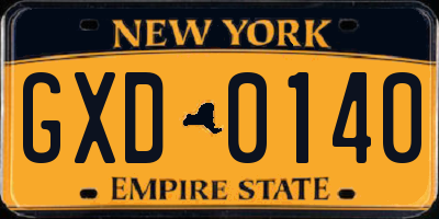 NY license plate GXD0140