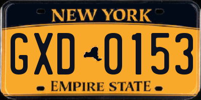 NY license plate GXD0153