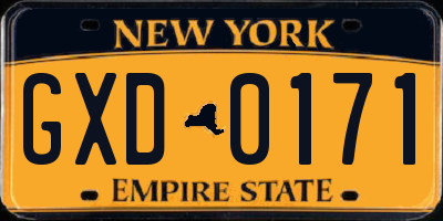 NY license plate GXD0171