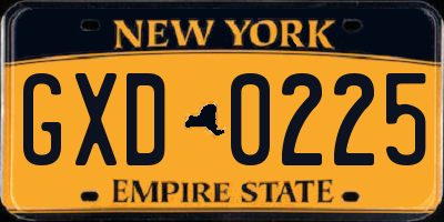 NY license plate GXD0225