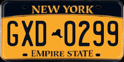 NY license plate GXD0299