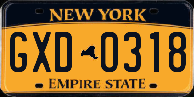 NY license plate GXD0318