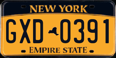 NY license plate GXD0391