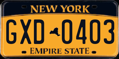 NY license plate GXD0403