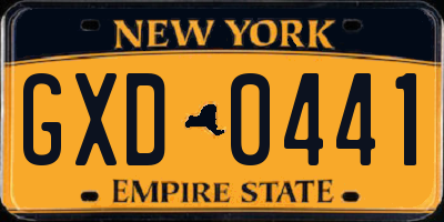 NY license plate GXD0441