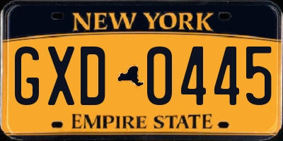NY license plate GXD0445