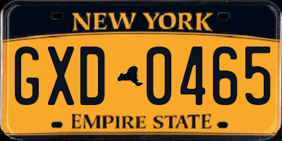 NY license plate GXD0465