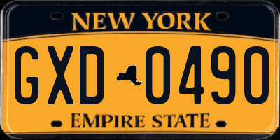 NY license plate GXD0490