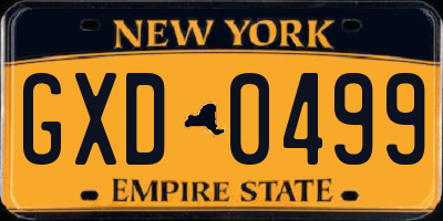 NY license plate GXD0499
