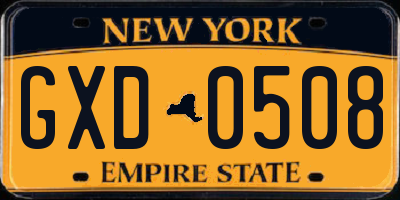 NY license plate GXD0508