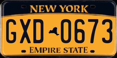 NY license plate GXD0673