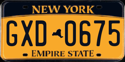 NY license plate GXD0675