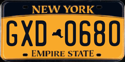 NY license plate GXD0680