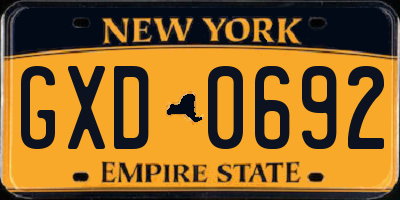 NY license plate GXD0692