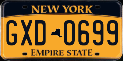 NY license plate GXD0699