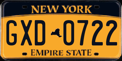 NY license plate GXD0722