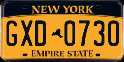 NY license plate GXD0730