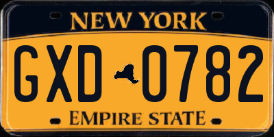 NY license plate GXD0782