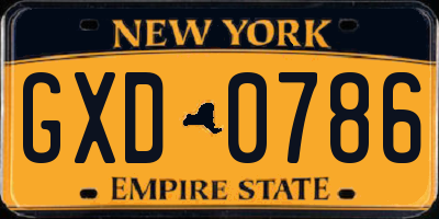NY license plate GXD0786
