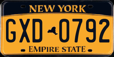 NY license plate GXD0792