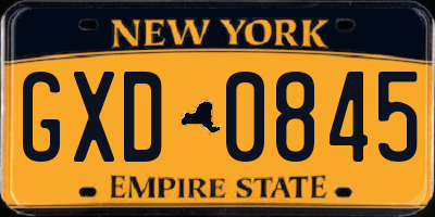 NY license plate GXD0845