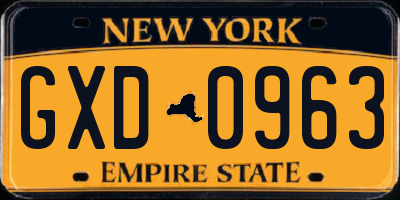 NY license plate GXD0963