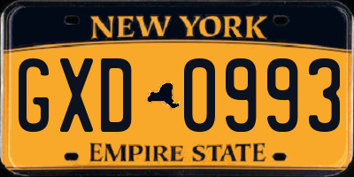 NY license plate GXD0993